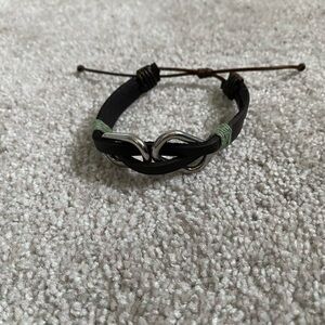 Black and Green Braided Bracelet with Silver Accents